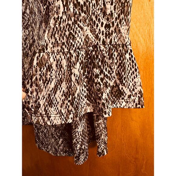 Rafaella Women's Black & Gray Snake Print Blouse Top Flared Sleeves Size M - Picture 5 of 9